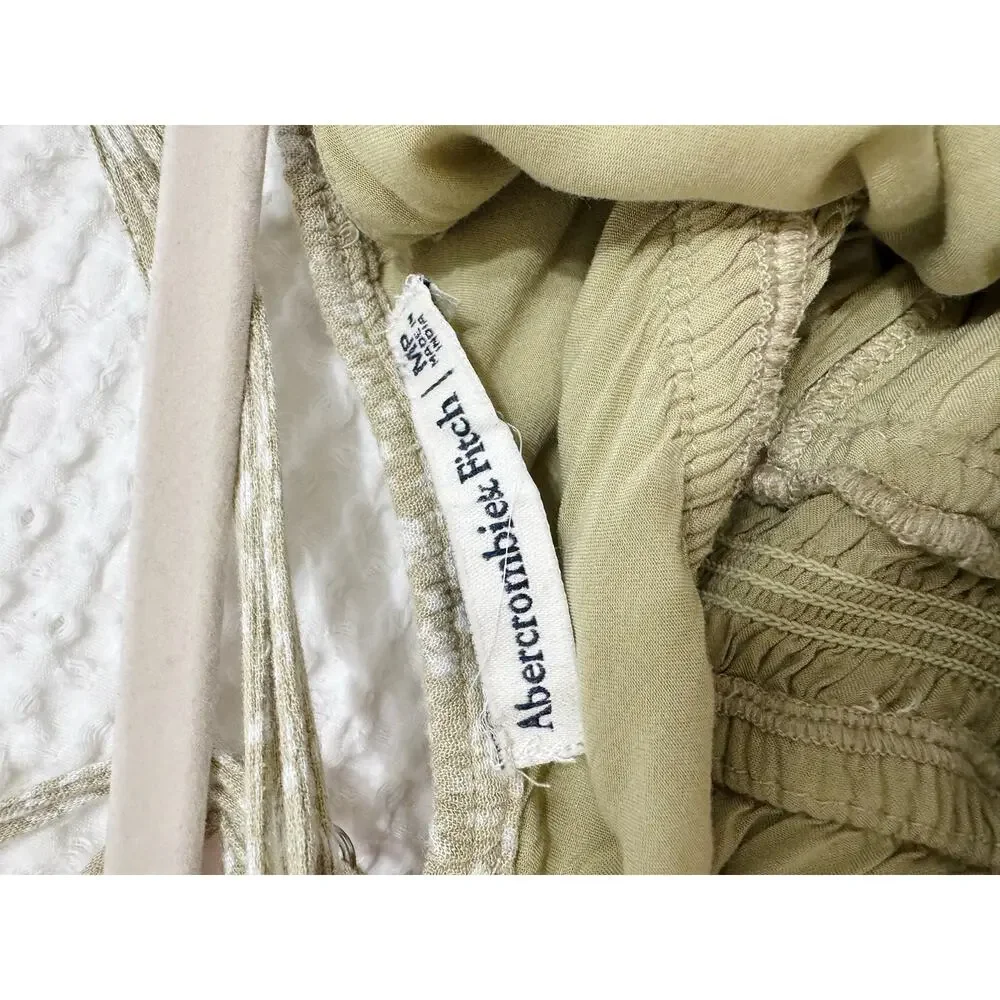 Abercrombie & Fitch Olive Floral Cross Back Maxi Dress Size Medium